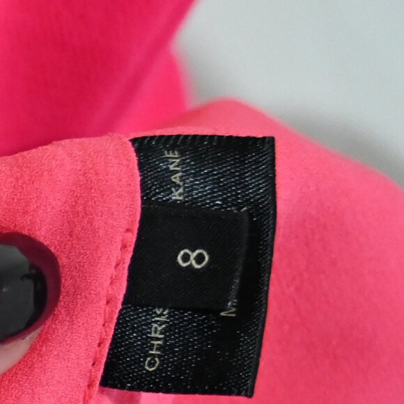 Christopher Kane Size 8 Wool Neon Pink Pleated Sleeveless Mini Dress - Picture 4 of 8